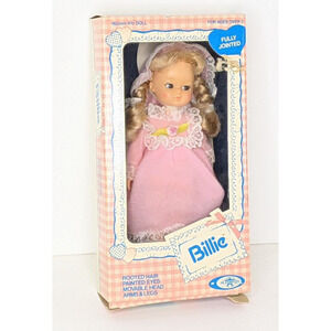 Vintage 1979 Playmates Billie Doll #507530 6 1/2" Rooted Hair Pink Outfit